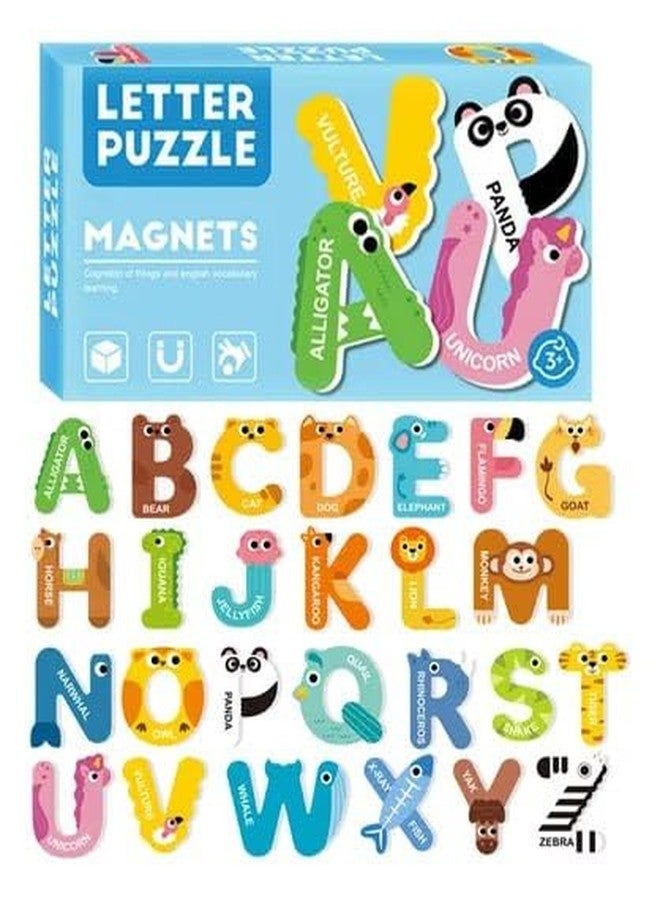 BHAVYAM Wooden Thick Alphabet Magnets for Toddlers Fridge Large Size Cute Animal Colorful ABC Magnetic Letters 26 Letters Educational Toy Set for Kids Toddlers Preschool Learning (Uppercase Series) - Image 1